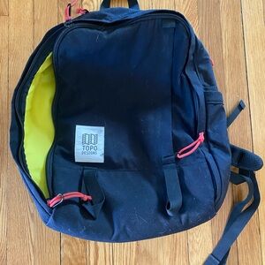 Topo Designs Black and Yellow Backpack Minimalist Design